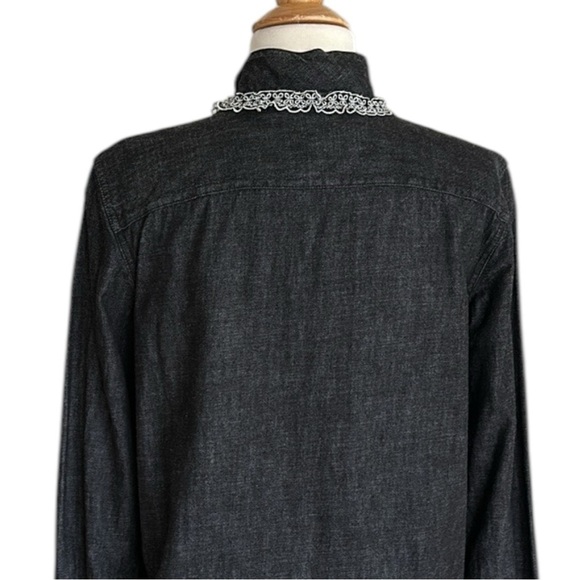 POLO RALPH LAUREN Black Denim Long Sleeve Shirt Lace Cowgirl Western Size 4 - Picture 7 of 13